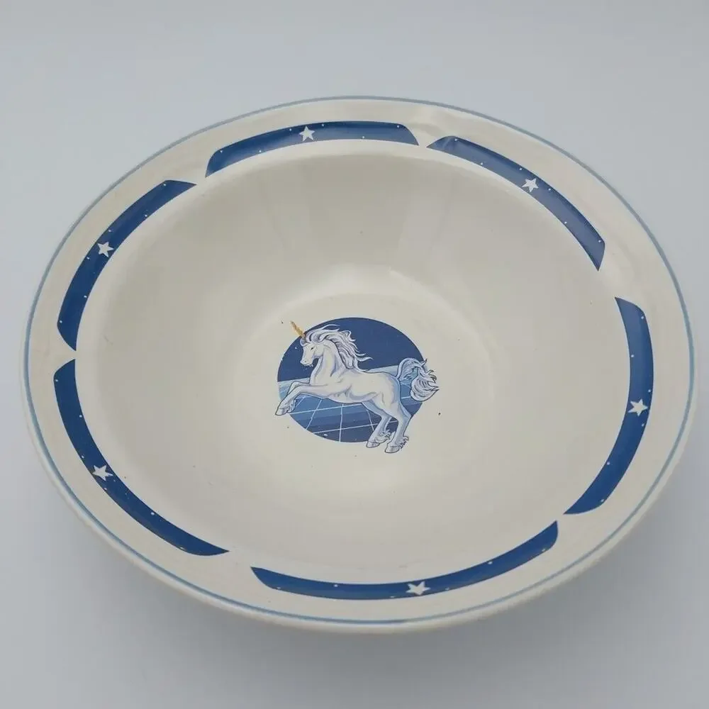 Tienshan Blue Unicorn Soup Salad‎ Bowls Stoneware Replacement Vtg